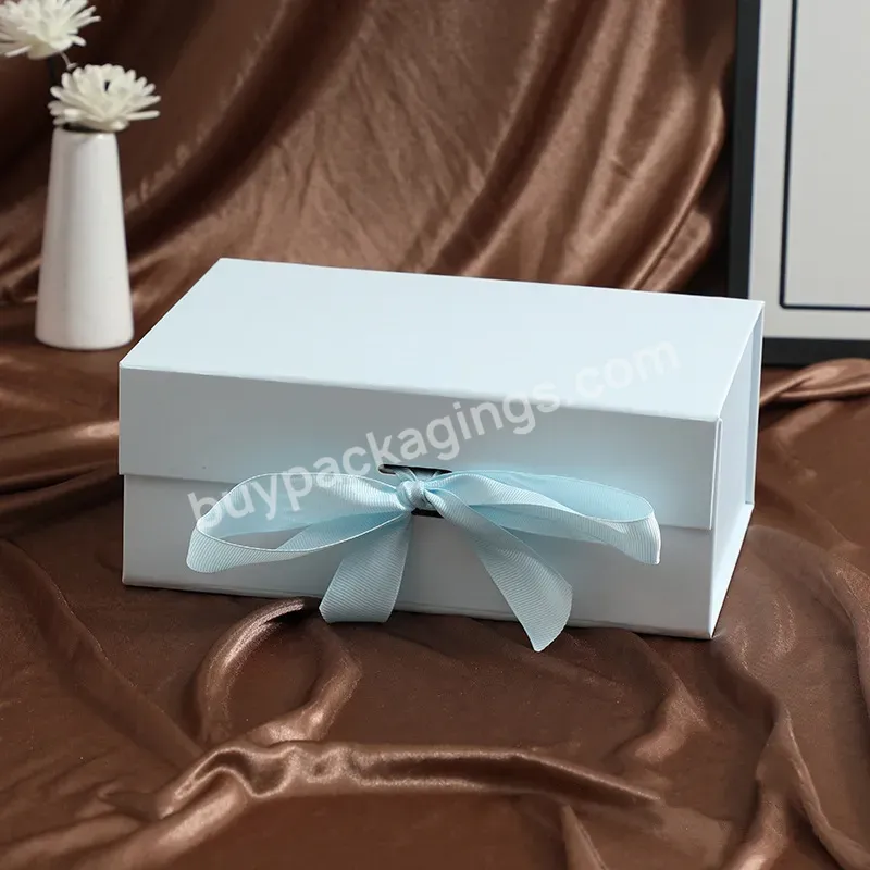 Reasonable Price Magnetic Gift Box With Ribbon Bow Packaging Cardboard Box Luxury Closure Folding Gift Boxes