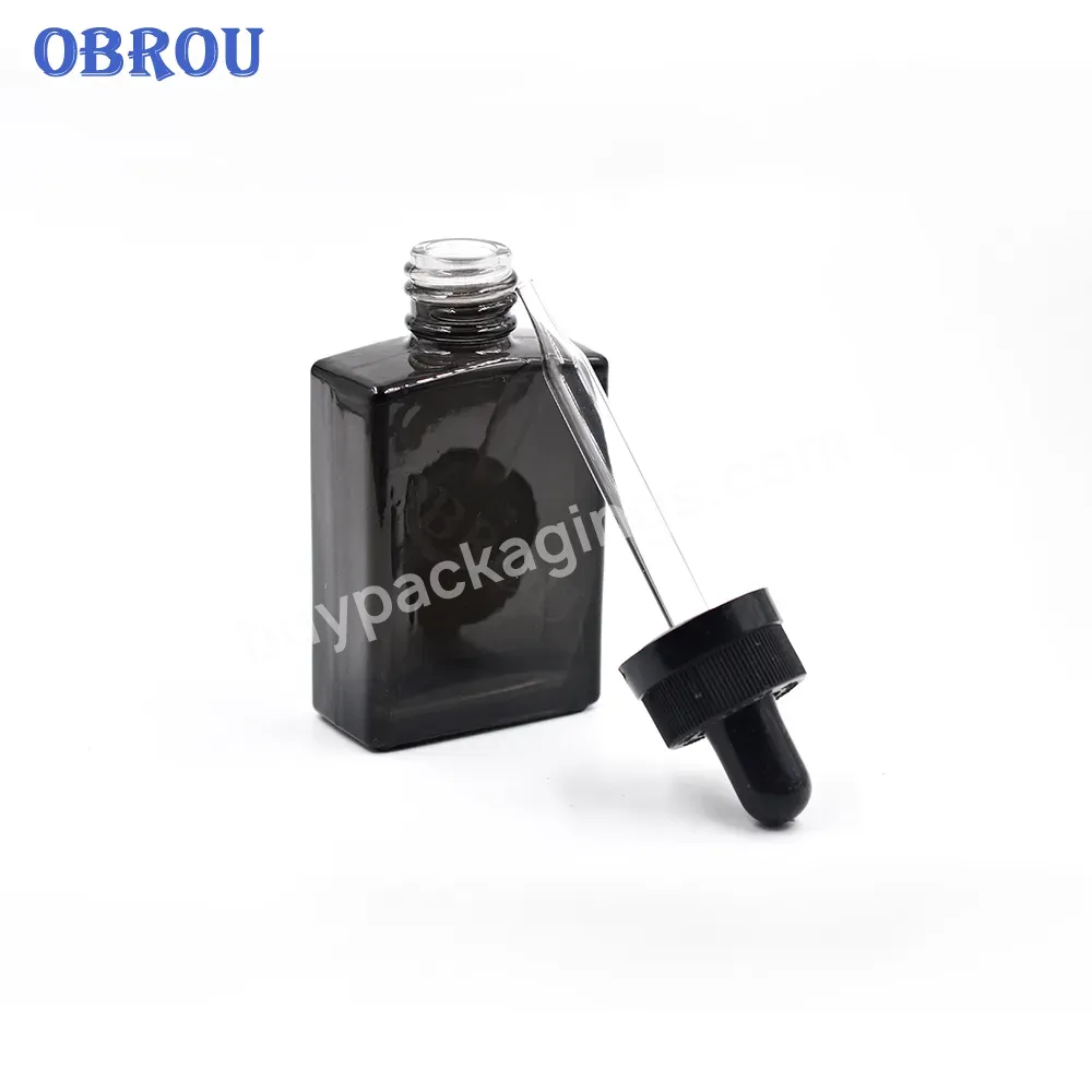 Rectangle Black Glass Dropper Bottle 15ml 30ml 50ml 100ml Essential Oil Bottle With Childproof Dropper Cap