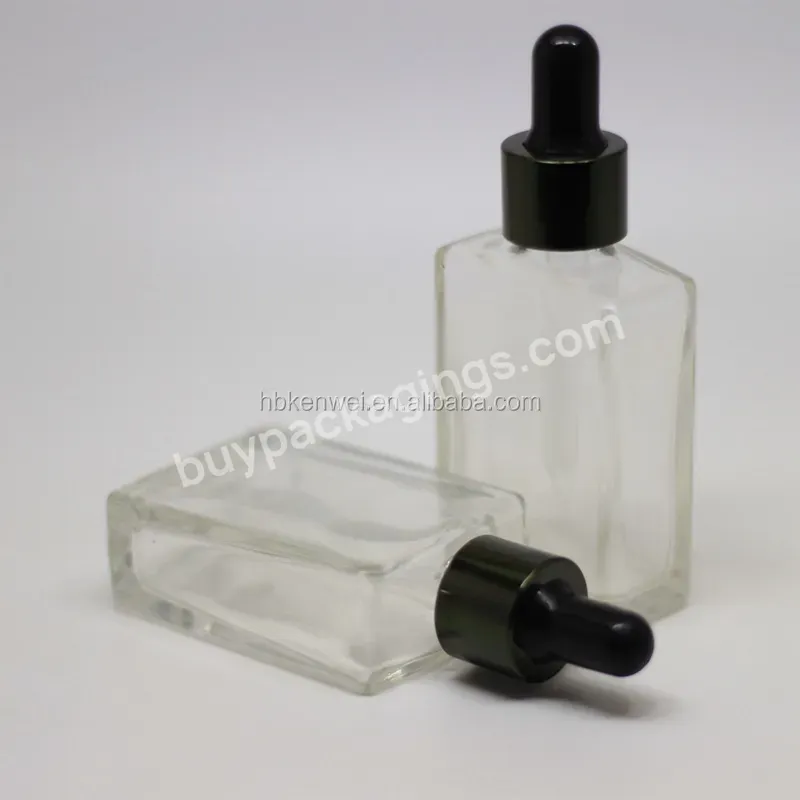 Rectangle Glass Bottle /flat Shape Glass Dropper Bottle/square Glass Bottle With Golden Screw Cap