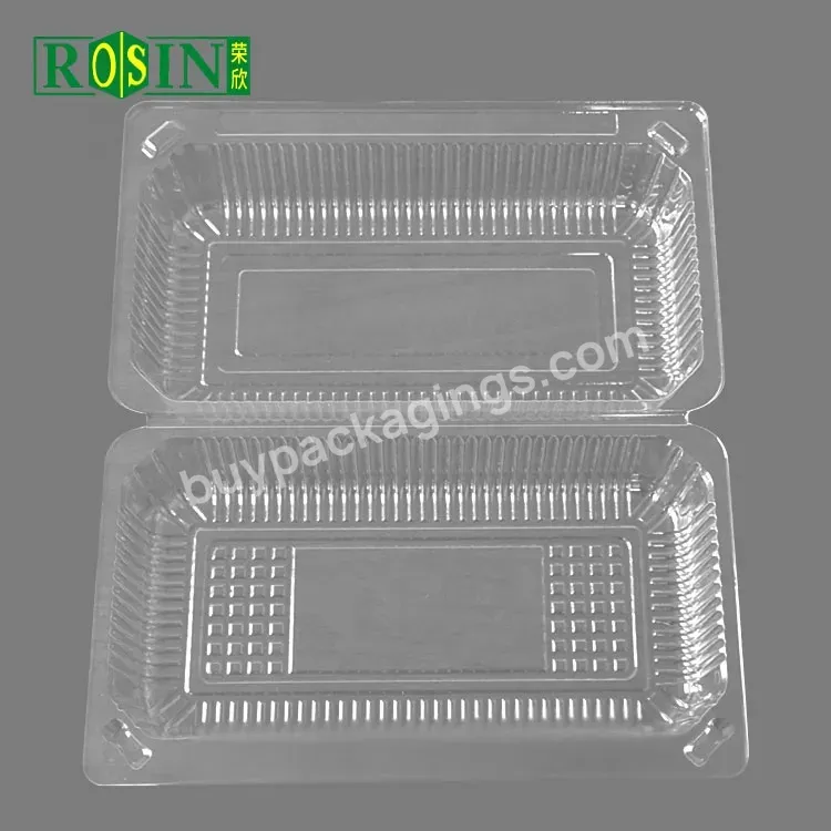 Rectangle Hinged Pet Clam Shell Clear Disposable Pastry Dessert Plastic Food Box Manufacturer