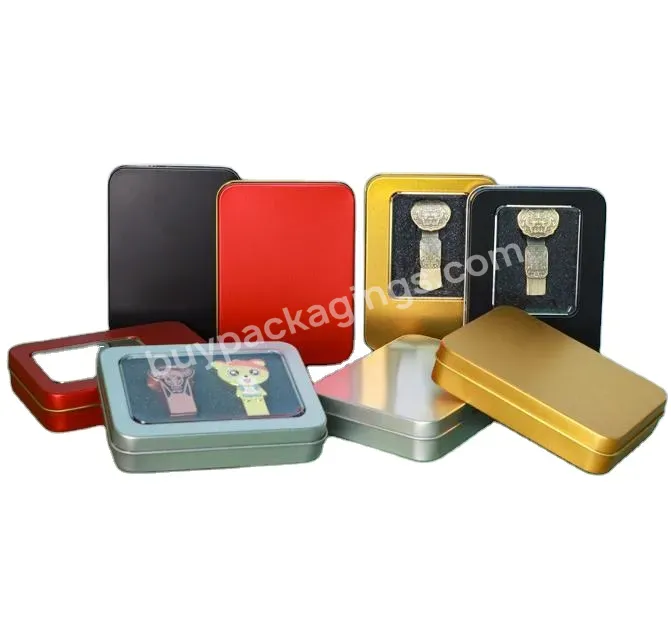 Rectangular Hinged Lid Metal Tins For Playing Card Packing Small Hinged Gift Tin Box Custom Tin Box