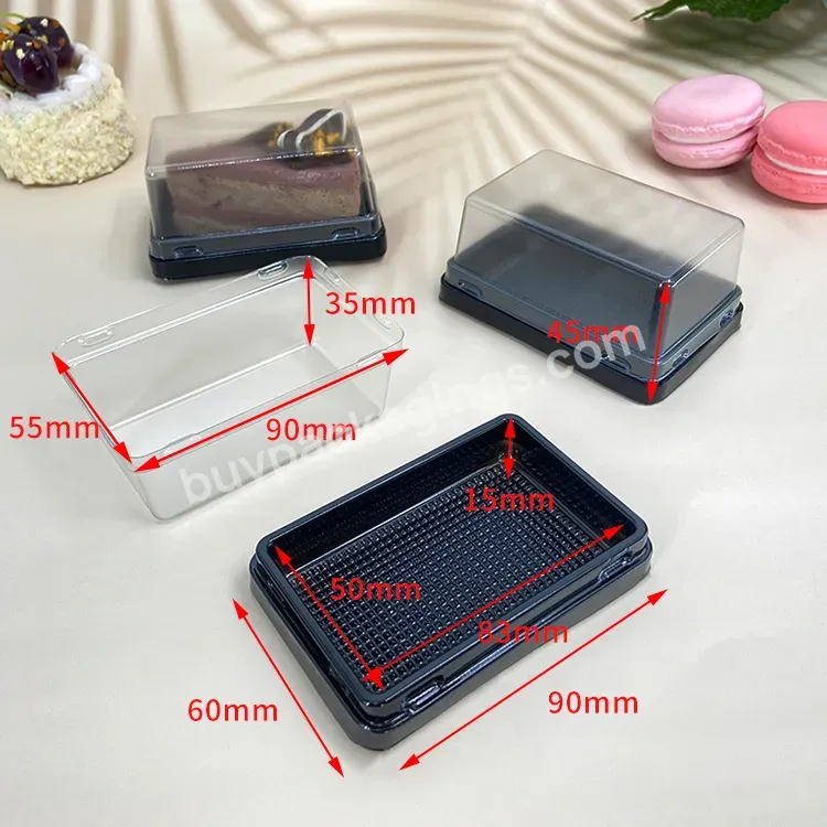 Rectangular Small Mini Loaf Transparent Plastic Tiramisu Cake Packaging Boxes