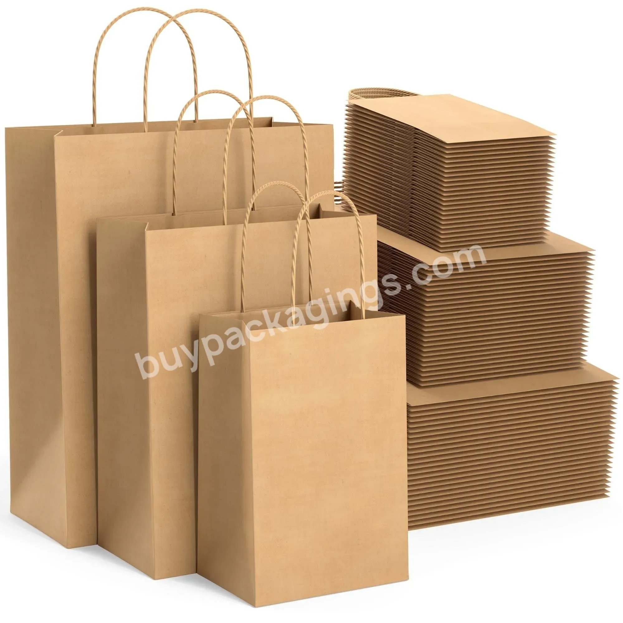 Recyclable Brown Kraft Paper Bag With Handle Low Price Print With Your Logo Packaging Datang Offset Printing