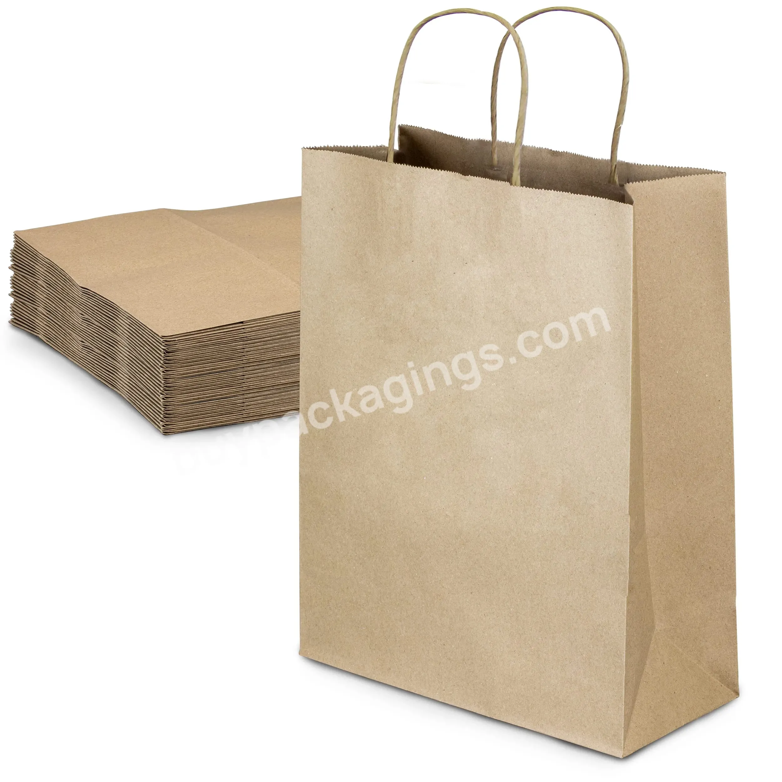 Recyclable Brown Kraft Paper Bag With Handle Low Price Print With Your Logo Packaging Datang Offset Printing