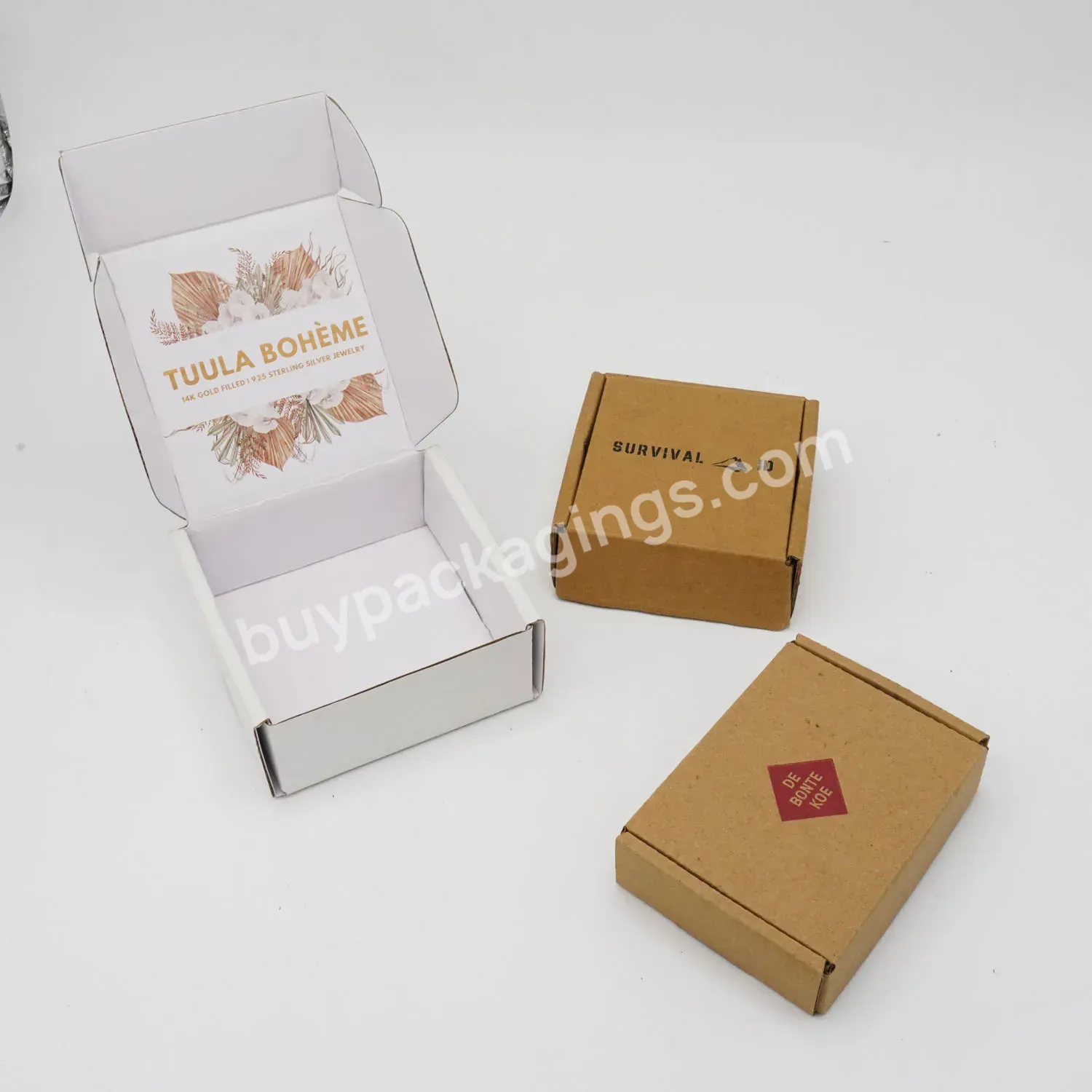 Recyclable Corrugated Custom Logo Jewelry Small Shipping Box Packaging Kraft Paper Box