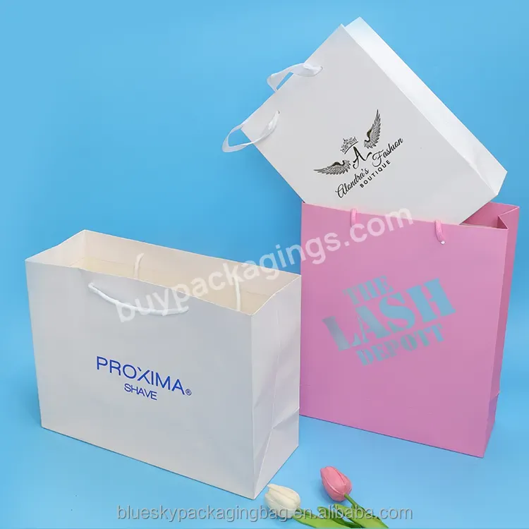 Recyclable Custom Logo Printed Paper Bag Package Luxury Shopping Gift Cardboard Paper Packaging Bag With Handle Carrier Bag