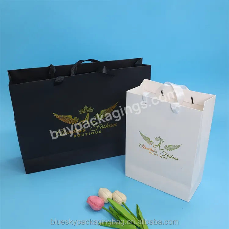 Recyclable Custom Logo Printed Paper Bag Package Luxury Shopping Gift Cardboard Paper Packaging Bag With Handle Reticule