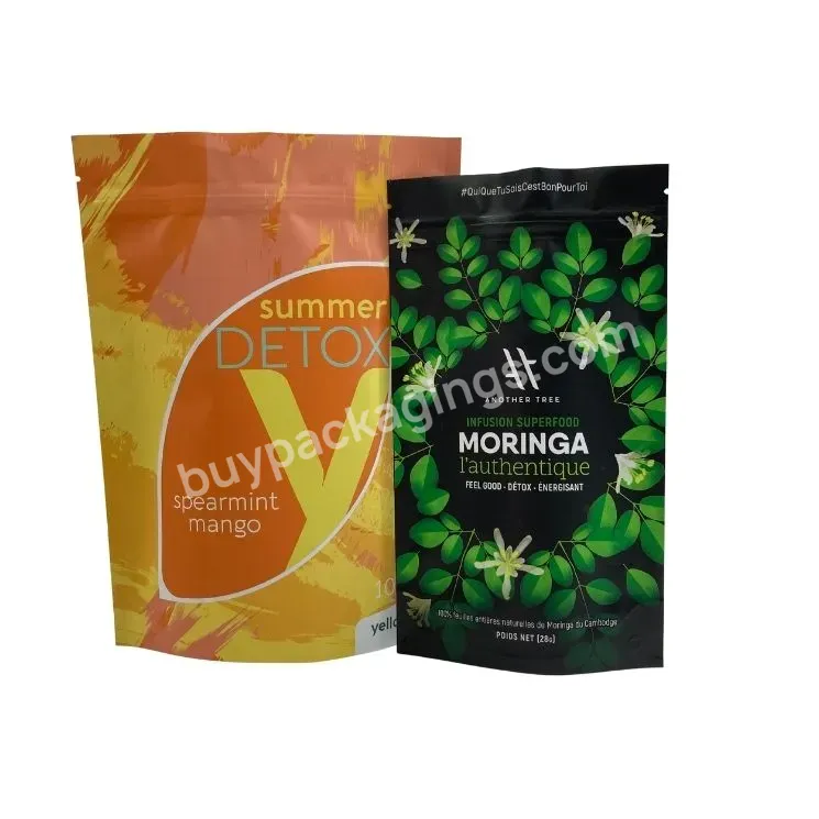 Recyclable Custom Plastic Mylar Aluminum Foil Stand Up Pouch Zip Lock Packaging Coffee Tea Bag