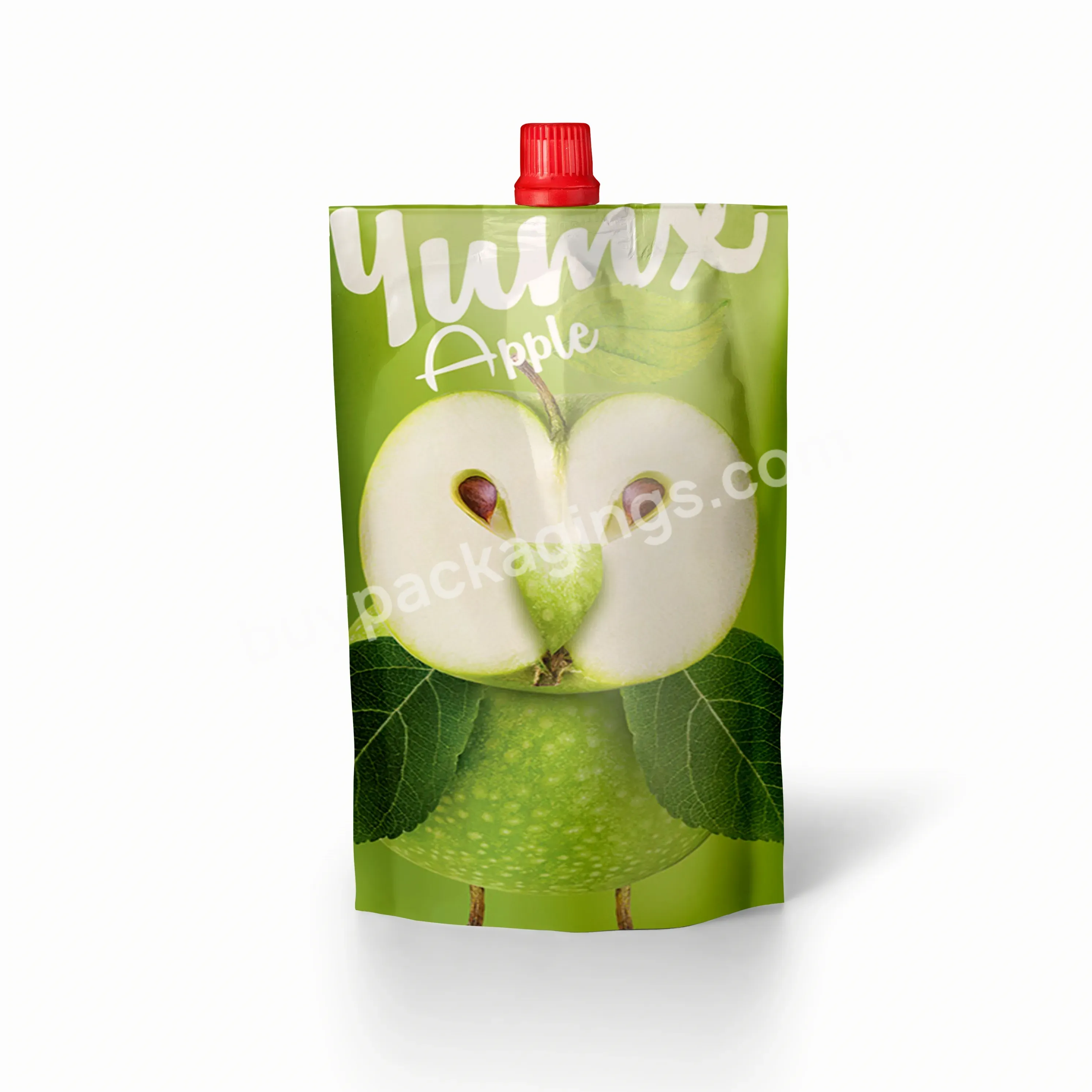 Recyclable Custom Printed Plastic Aluminum Foil Liquid Fruit Juice Drink Stand Up Pouch With Spout