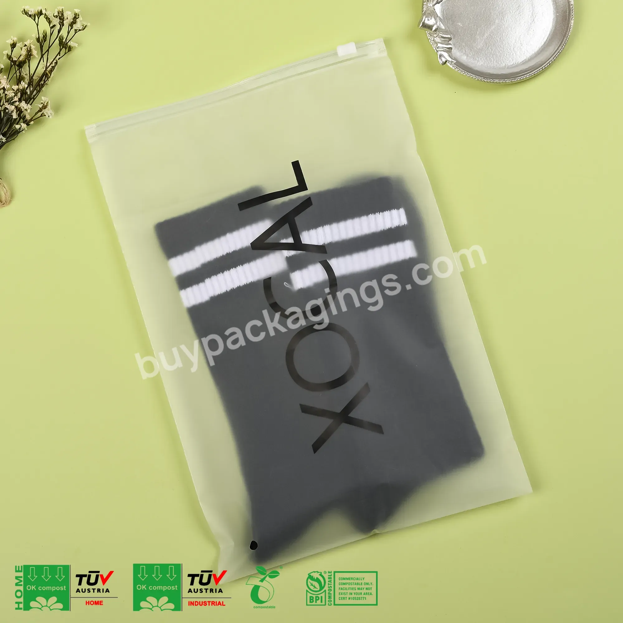 Recyclable Custom Your Own Logo Printed Packaging Frosted Bag Clothing Zipper Bag