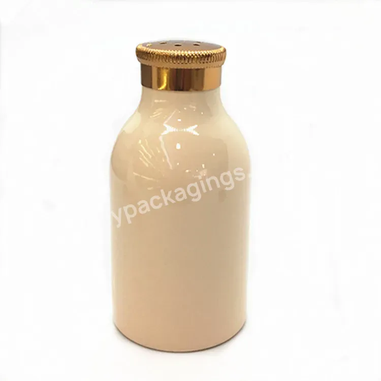 Recyclable Empty Luxury Aluminum White Talcum Powder Shaker Bottle With Twist Sifter Cap For Dry Shampoo Packaging