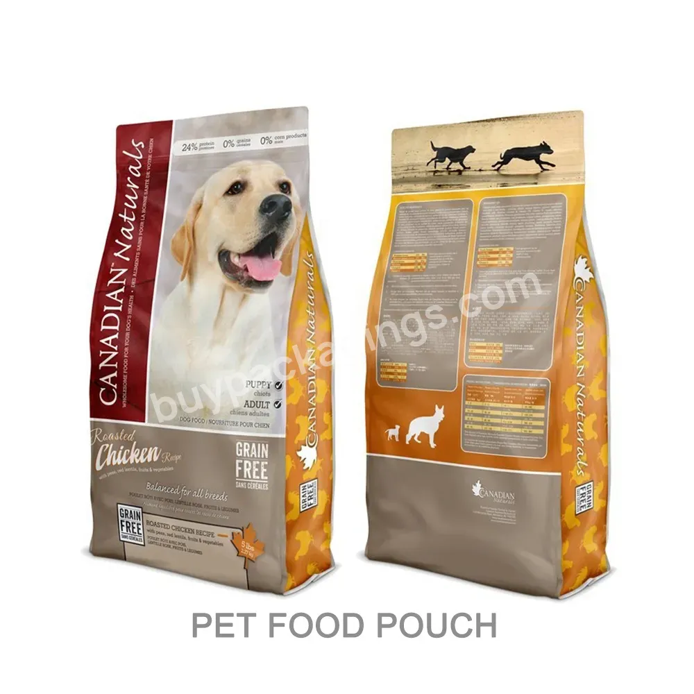 Recyclable Flat Bottom Custom Printed Stand Up Zip Lock Tear Seal Plastic Eco Animal Pouch Packaging Cat Pet Food Bag Dog