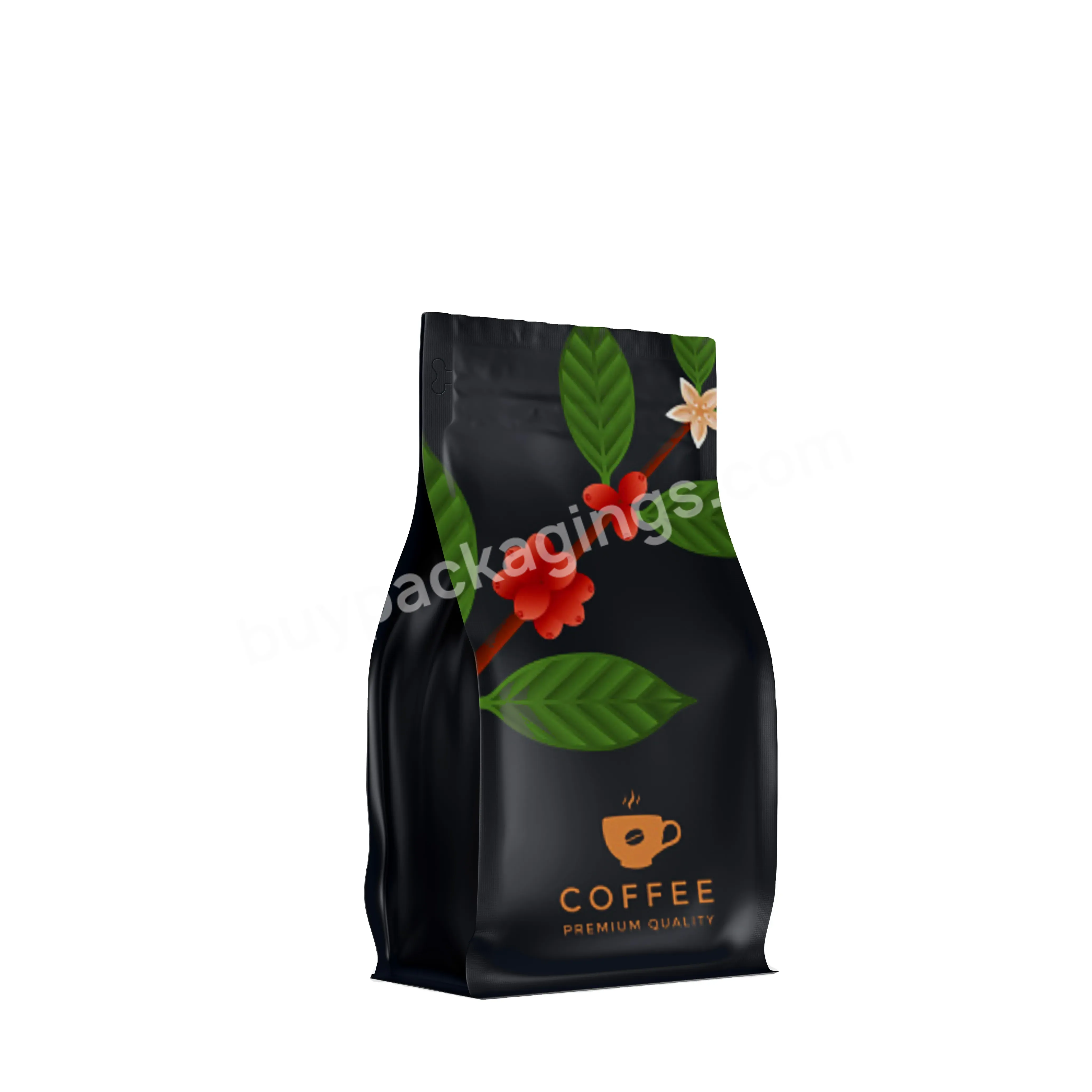 Recyclable Food Grade 250g 500g 1kg Flat Bottom Coffee Bag Aluminum Foil Custom Print Smell Proof Coffee Bags