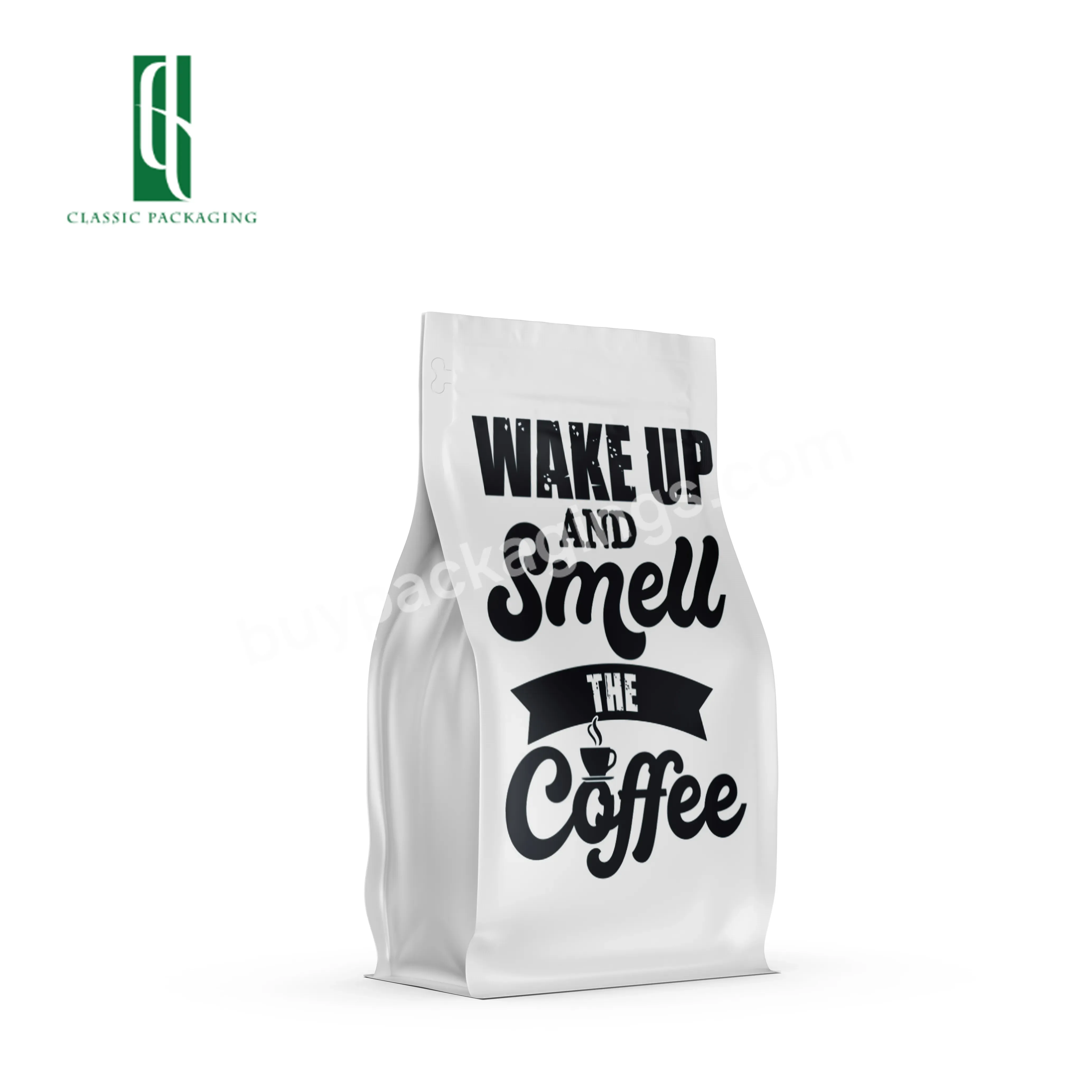 Recyclable Food Grade 250g 500g 1kg Flat Bottom Coffee Bag Aluminum Foil Custom Print Smell Proof Coffee Bags