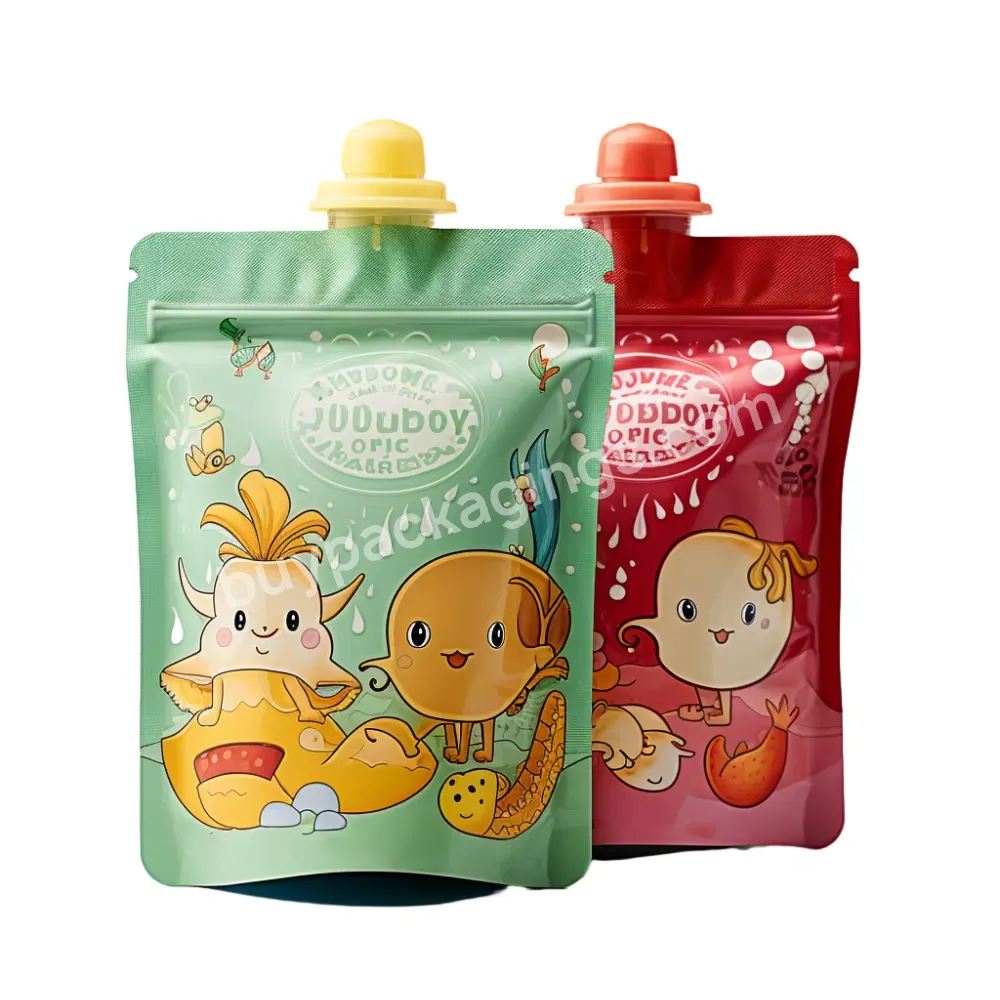 Recyclable Fruit Food Packaging Bag Reusable Custom Printed Squeeze Refillable Zipper Baby Food Spout Pouch Bag