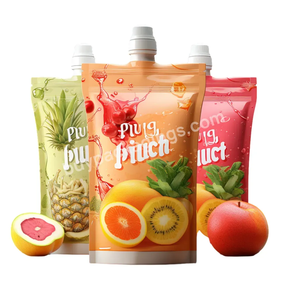 Recyclable Fruit Food Packaging Bag Reusable Custom Printed Squeeze Refillable Zipper Baby Food Spout Pouch Bag
