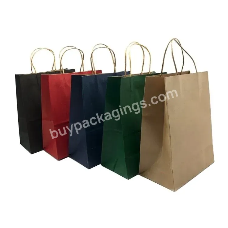 Recyclable Kraft Paper Bag Custom Logo Printed Grocery Shopping Packaging Brown Paper Bag With Handles Cheap Wholesale