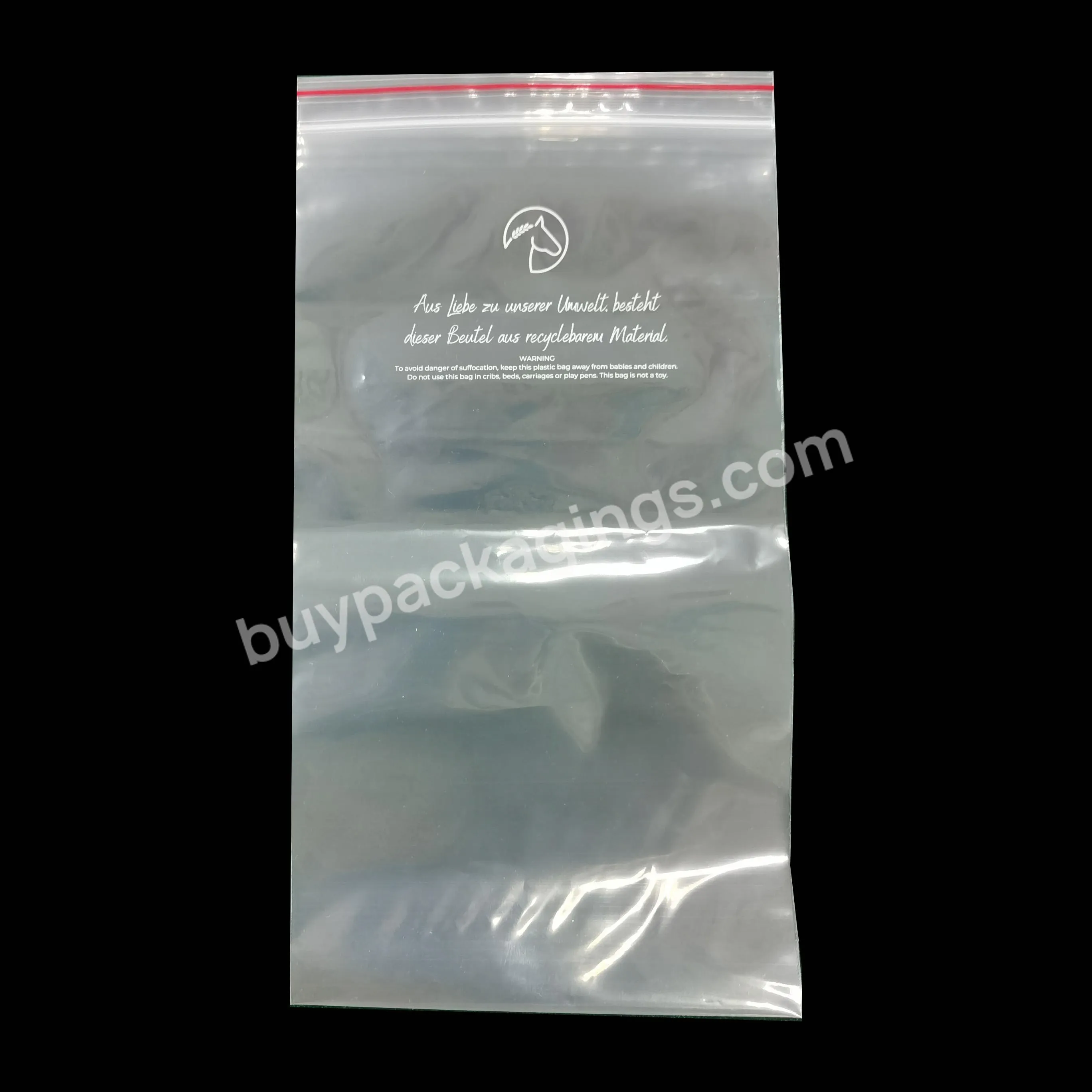 Recyclable Plastic Plastic Bag With Logo Packing Bag Resealable Ziplock Bags