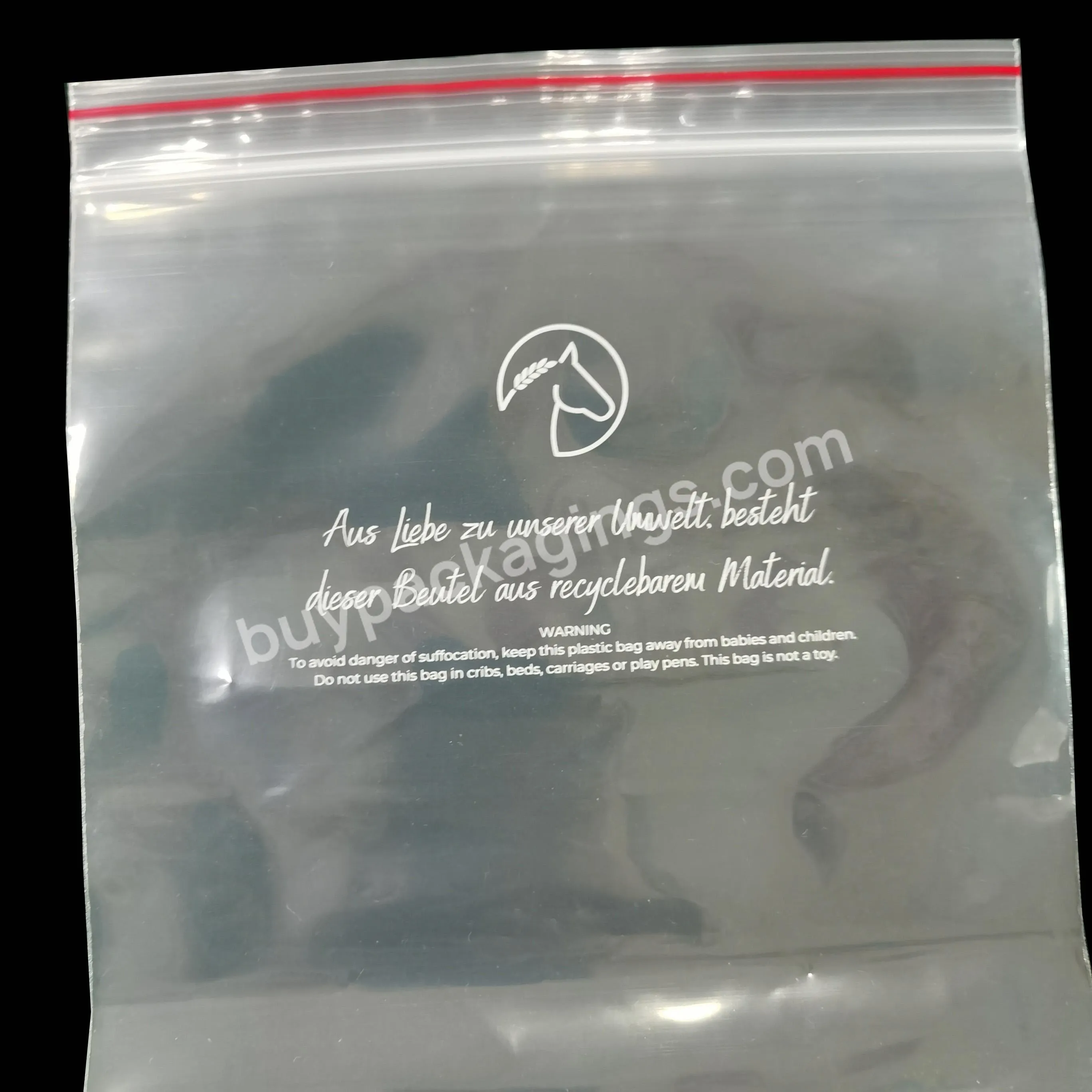 Recyclable Plastic Plastic Bag With Logo Packing Bag Resealable Ziplock Bags