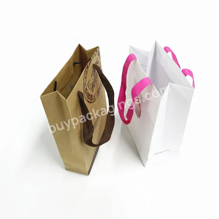 Recyclable Reusable Wholesale Custom Logo Handle Brown Kraft Paper Gift Craft Paper Bag