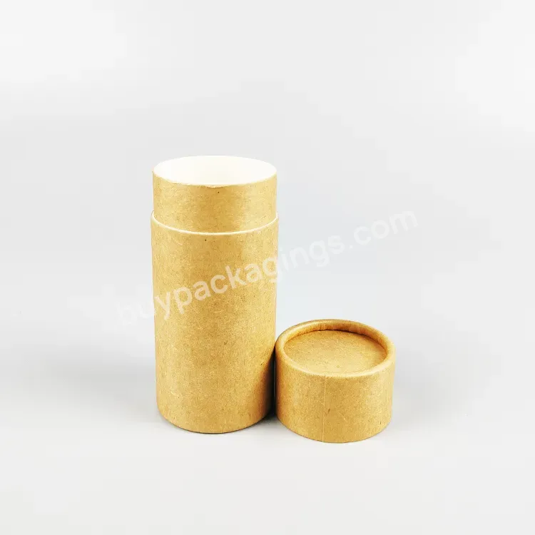 Recyclable Round 50g Paperboard Deodorant Stick Container Push Up Top Filling Sunscreen Stick Package Lip Balm Tube Over Lid