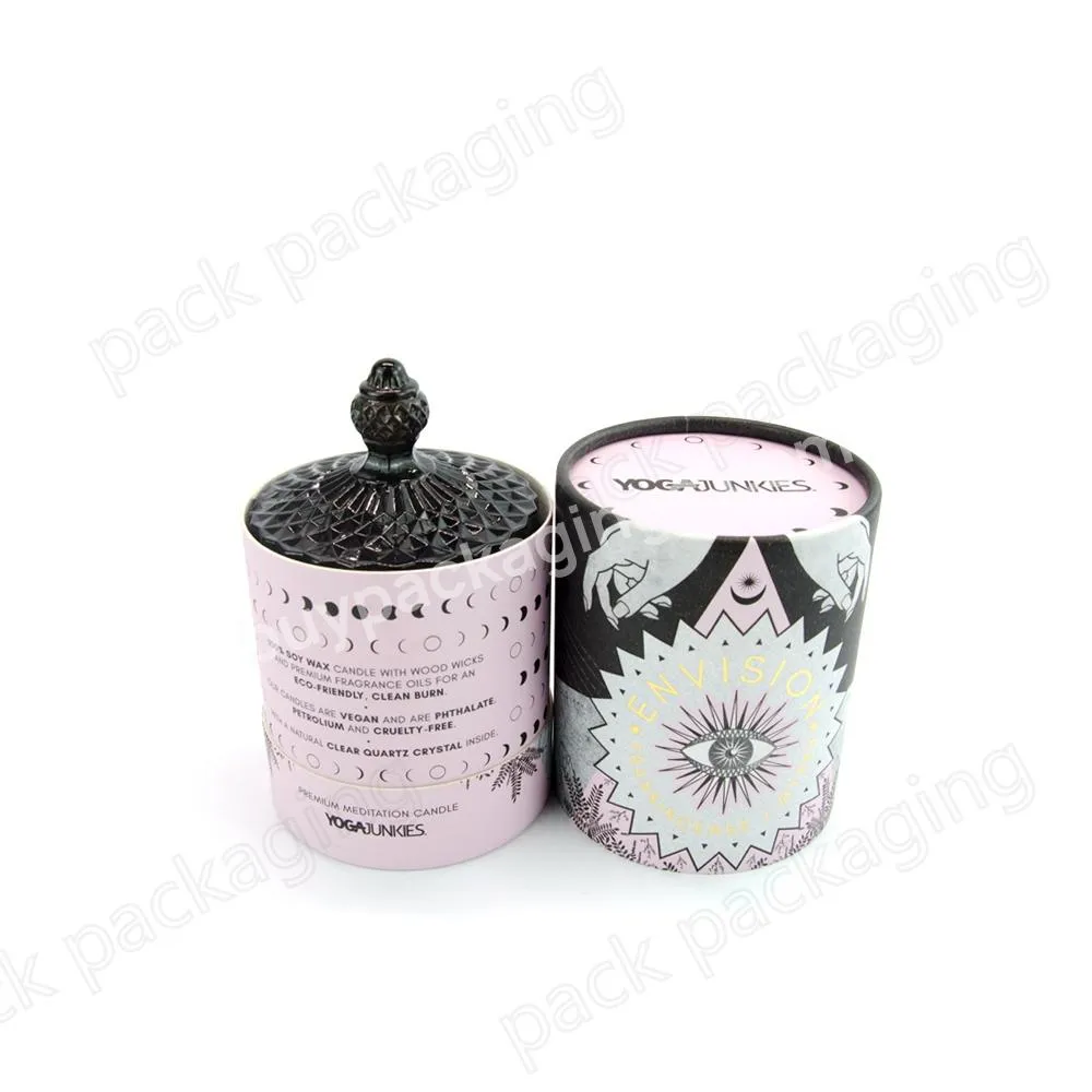 Recyclable round cardboard candle jar packaging container Empty cosmetic jar cylinder kraft paper tube