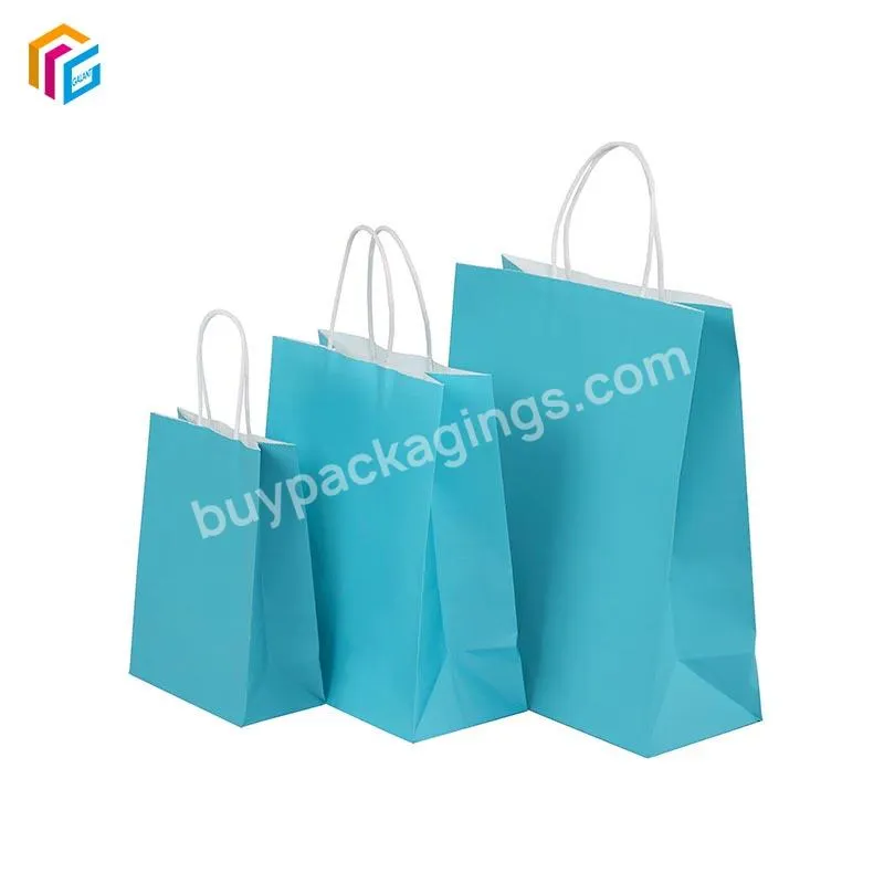 Recyclable Shopper Bag Wholesale Durable Custom Size Printing Food Take Away Kraft Paper Bag With Handles