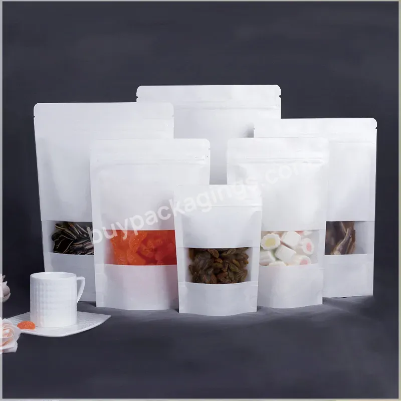 Recyclable Stand Up Pouch Biodegradable White Kraft Paper Bag Food Packaging Bag