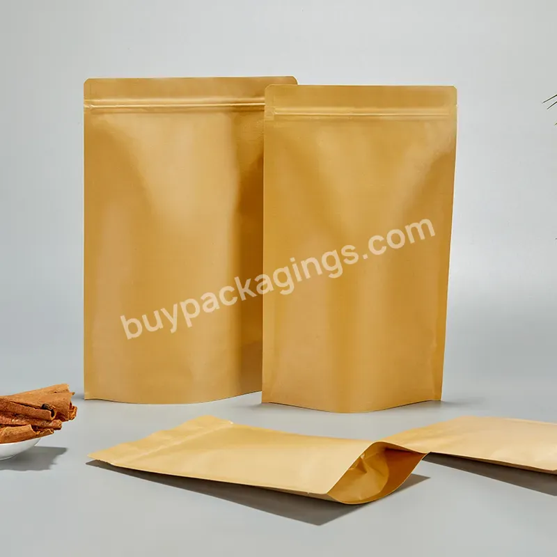Recyclable Zipper Brown Kraft Paper Bags Custom Brown Kraft Paper Pouch Stand Up Pouch With Window