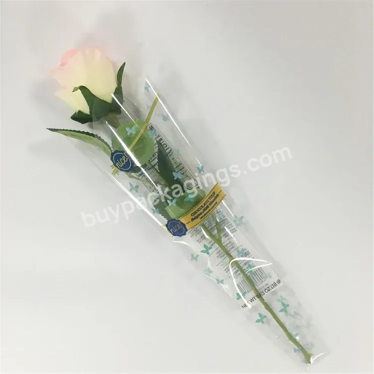 Recycle Bopp Cpp Plastic Fresh Flower Sleeve For Single Rose