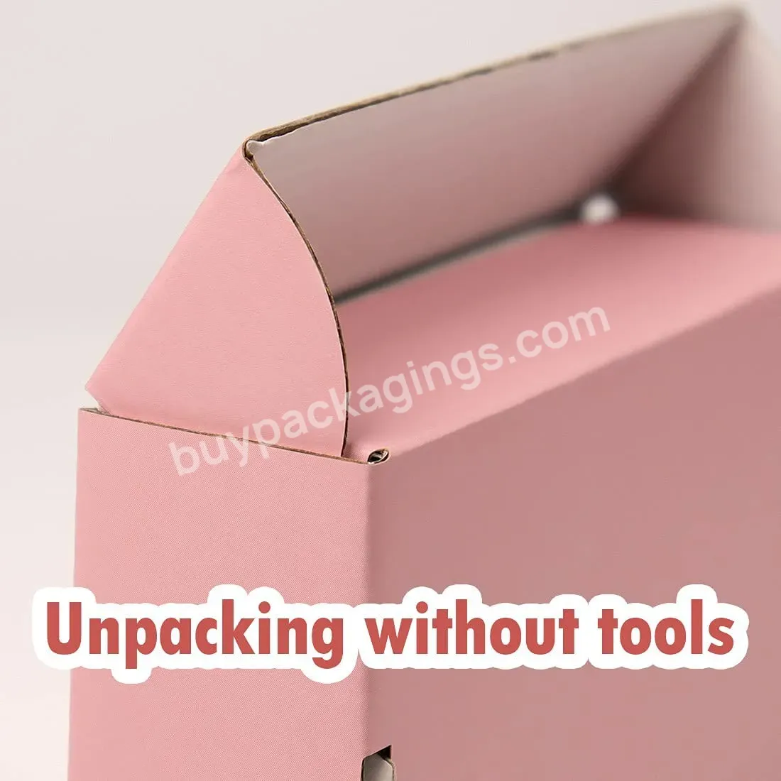 Recycle Corrugated Custom Logo Printed Flat Foldable Clothing Packaging Pink Paper Cardboard Mailer Shipping Box