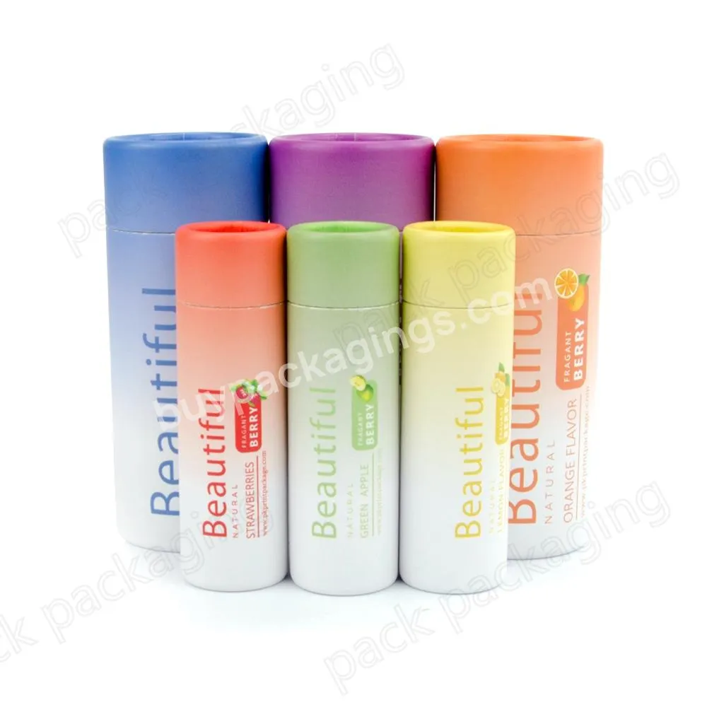 Recycle Custom Logo Printed Empty Lip Balm Container White Cardboard Paper Push Up Tubes for Deodorant  Lip Balm  Sunscreen