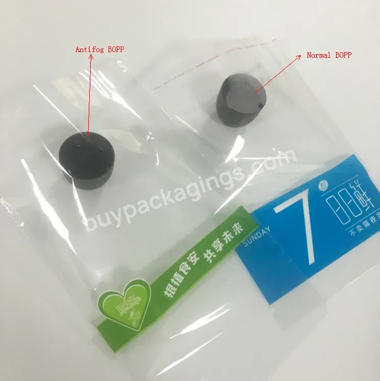Recycle Fresh Vegetable Packaging Punch Hole Bopp Anti-fog Plastic Bag