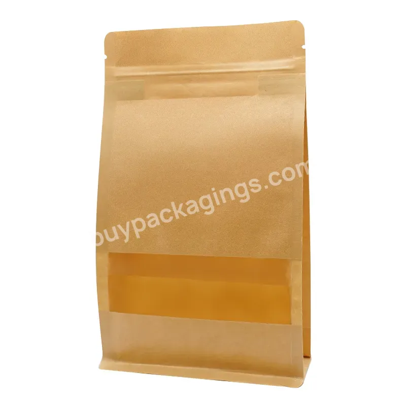 Recycle Stand Up Pouch Zip Lock Dried Biodegradable Kraft Paper Packaging Bag With Window