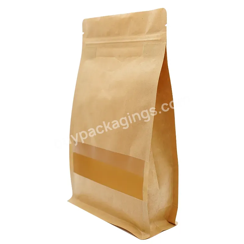 Recycle Stand Up Pouch Zip Lock Dried Biodegradable Kraft Paper Packaging Bag With Window