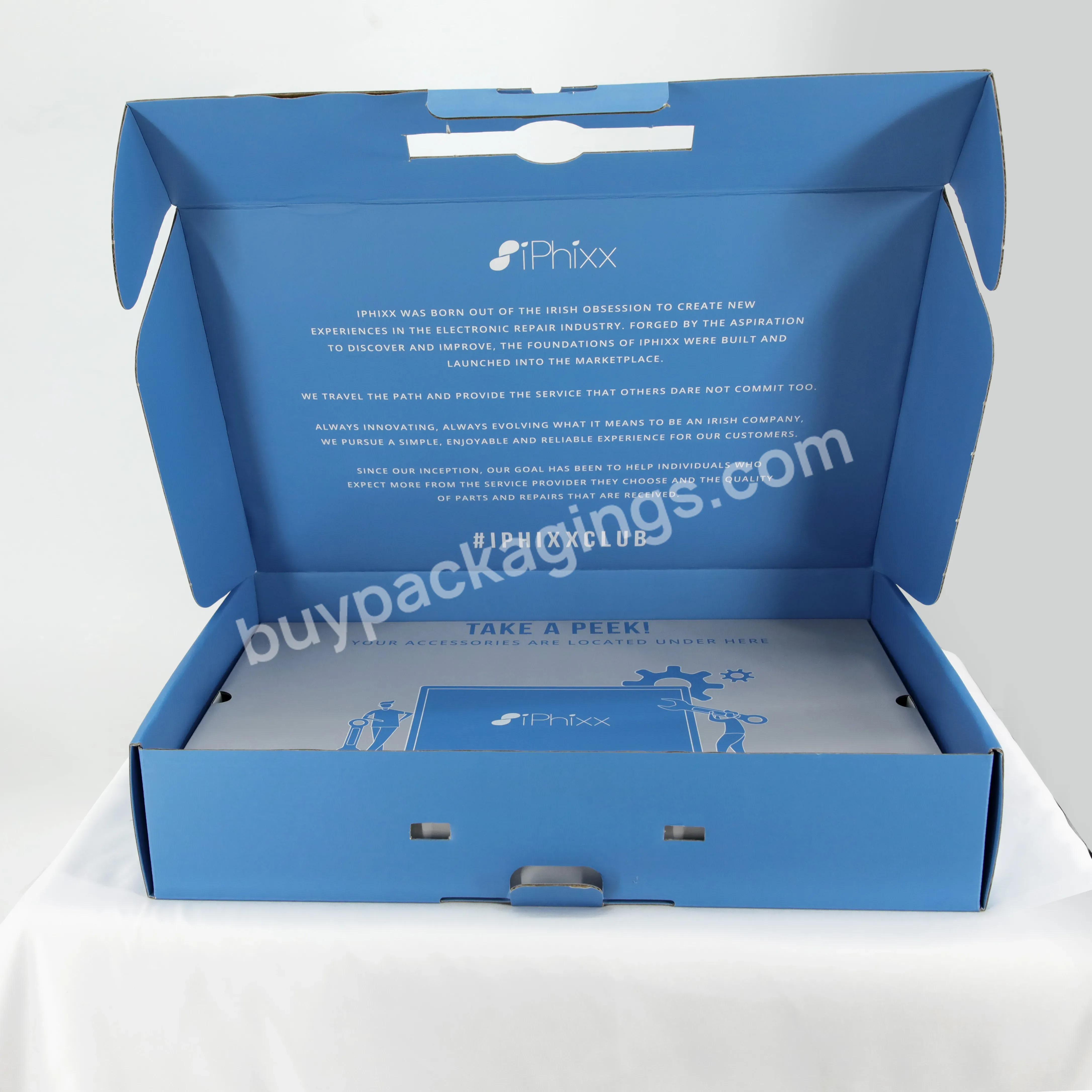 Recycled Blue Corrugated Eco Friendly Printed Rigid Corrugated Shipping Box With Logo