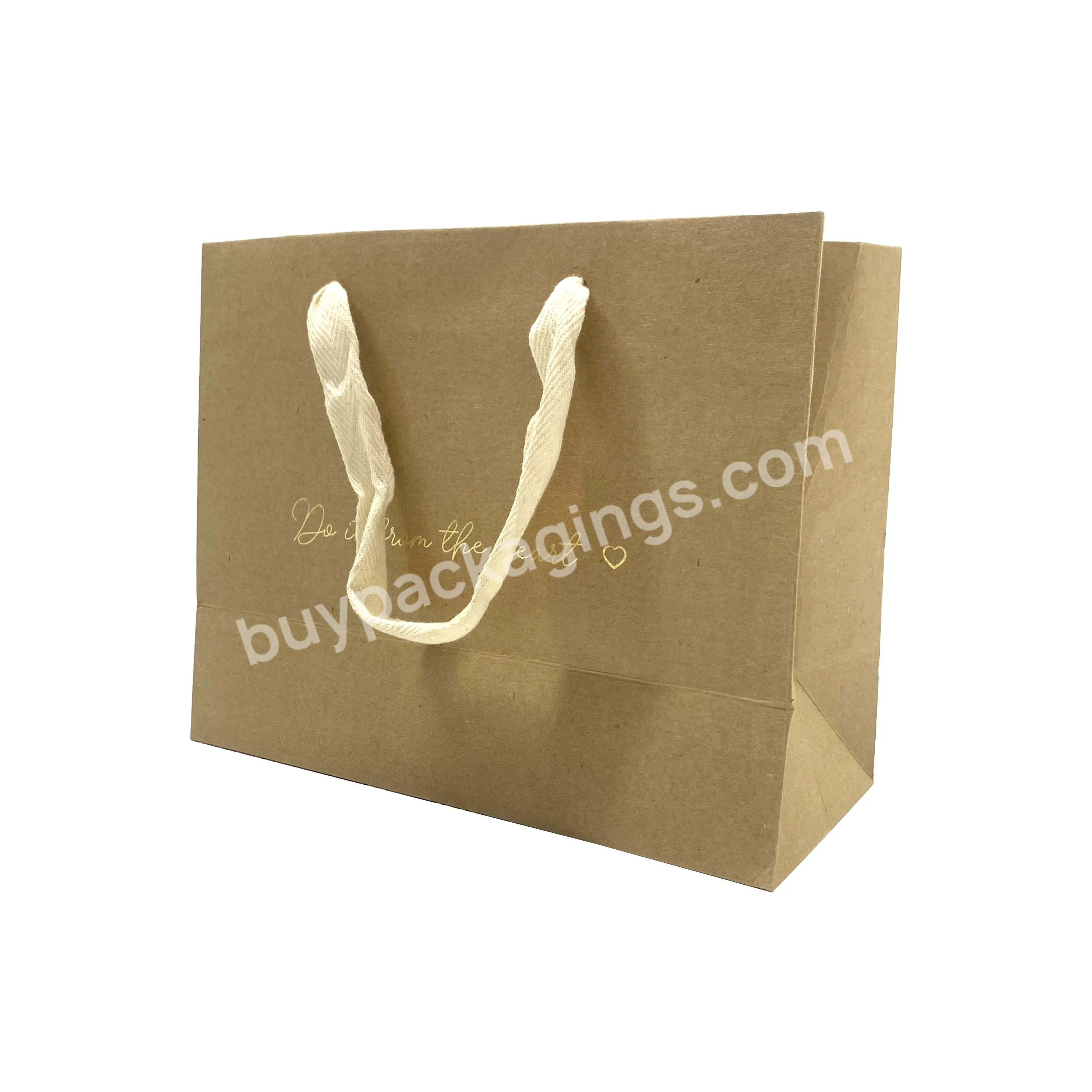 Recycled Custom Kraft Paper Bags Printed Your Own Logo Eco Friendly Cute Clothing Gift Food Shopping Bags With Outside Handles