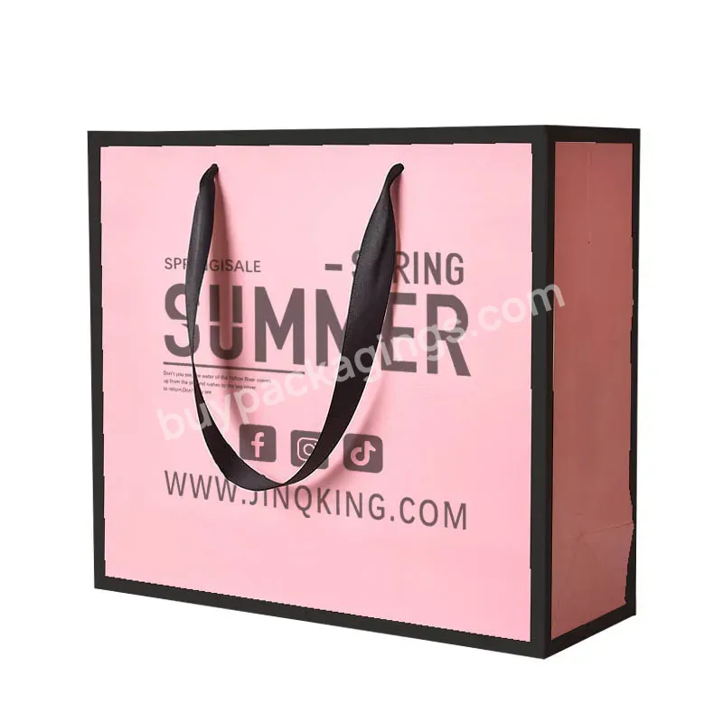 Recycled Custom Printed Logo Design Luxury Clothing Underwear Gift Cardboard Shopping Jewellery Paper Bag With Handle