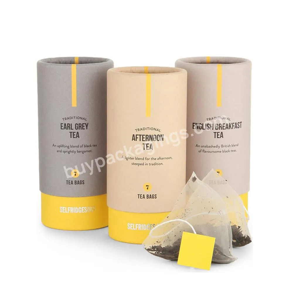 Recycled Food Grade Kraft Paper Cylinder Packaging Box Tube for Loose Leaf Tea Coffee Bean Nutrition Powder Paper Packaging