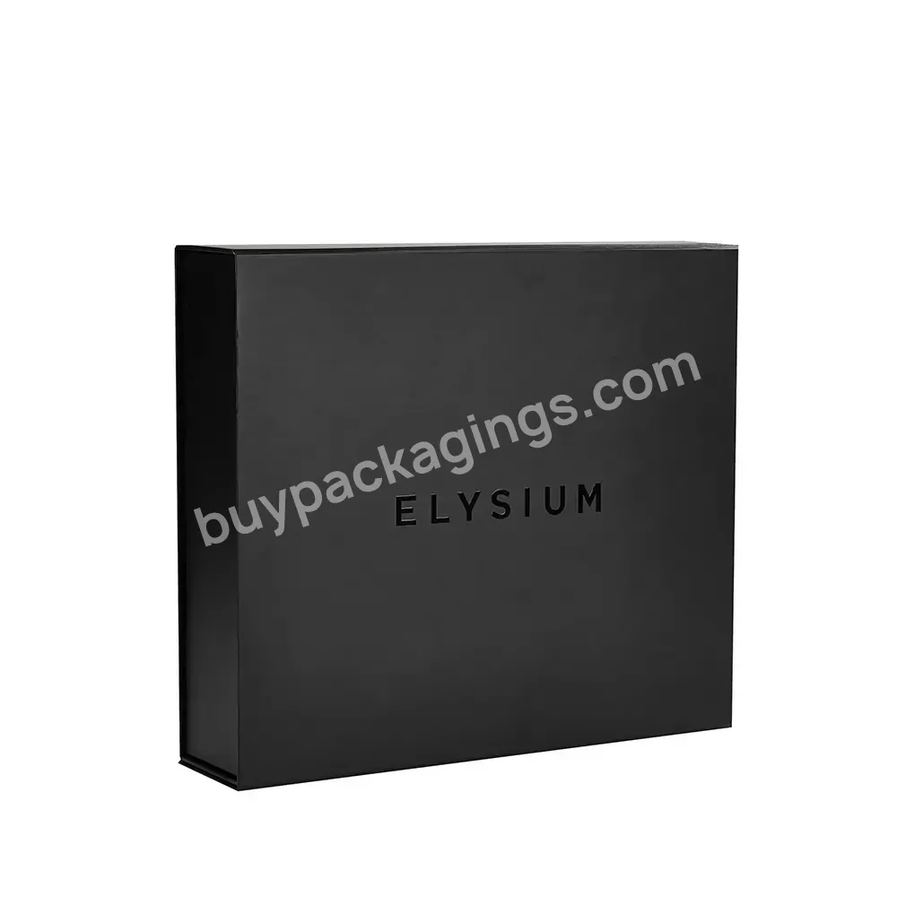 Recycled Paper Customize Logo Printed Black Paper Flat Pack Rigid Cardboard Clothing Cosmetic Shoe Packaging Magnetic Gift Box