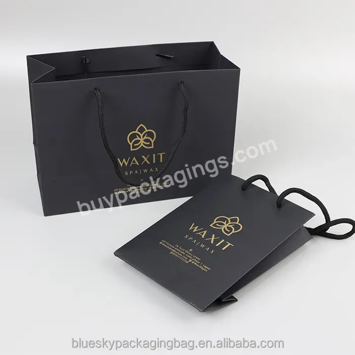 Recycling High Quality Eco Friendly Customized Paper Bag Black With Brand Logo Packaging Clothing Coated Paper Bag