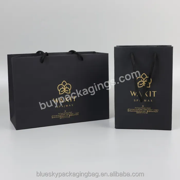 Recycling High Quality Eco Friendly Customized Paper Bag Black With Brand Logo Packaging Clothing Coated Paper Bag