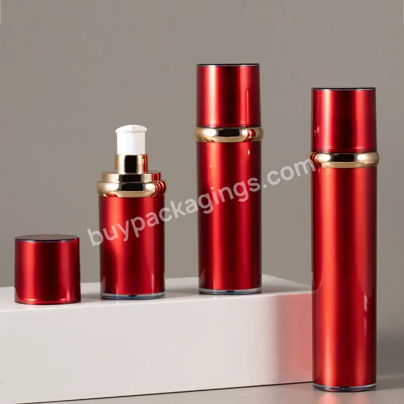 Red 15ml 30ml 50ml Custom Luxury Empty Cream Red Cosmetic Plastic Lotion Airless Pump Bottle For Body Skin Care