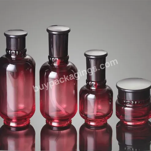 Red 50g Glass Jar And 50ml 150ml 180ml Red Glass Cosmetic Bottle Fof Glass Skin Care Bottles With Packaging