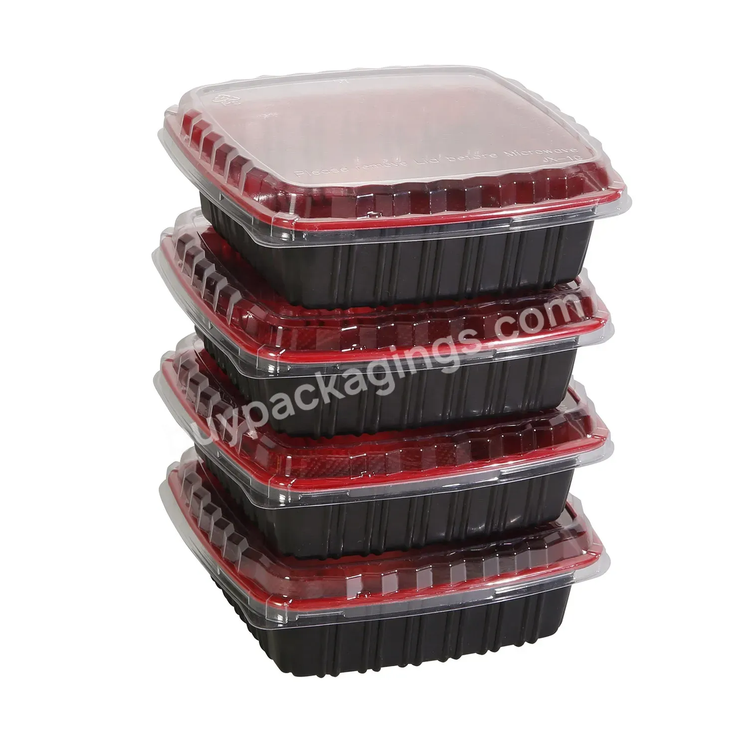 Red Black Pp Material Take Away Disposable Microwave Food Container With Clear Lid