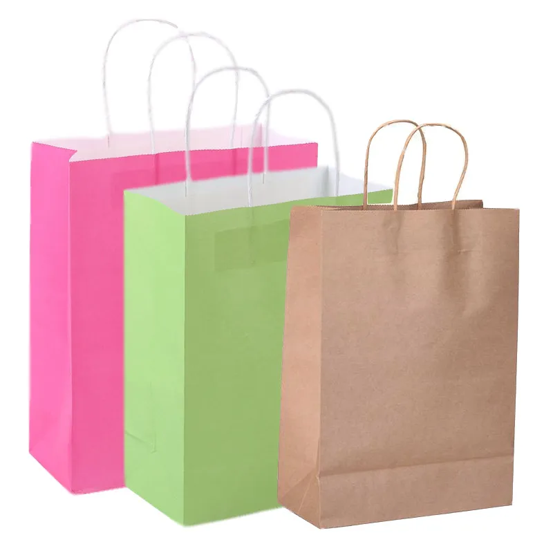 Red Blue Pantone Printing Gift Packaging Block Bottom Color Cmyk Carry Pink Wholesale Kraft Shopping Paper Bag