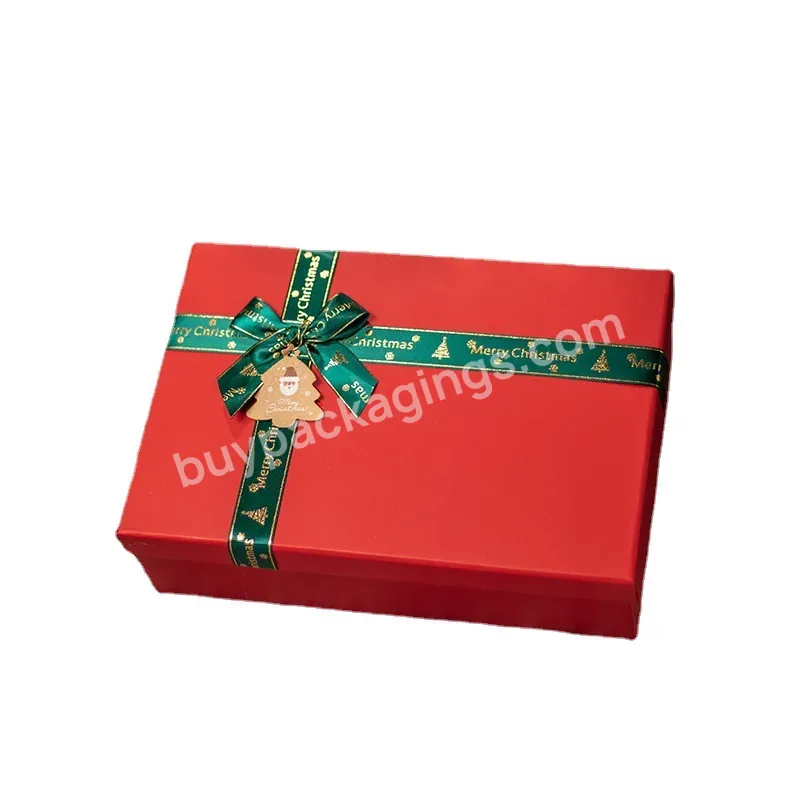 Red Christmas Christmas Eve Gift Box Printed Ribbon Gift Box Ribbons For Packaging