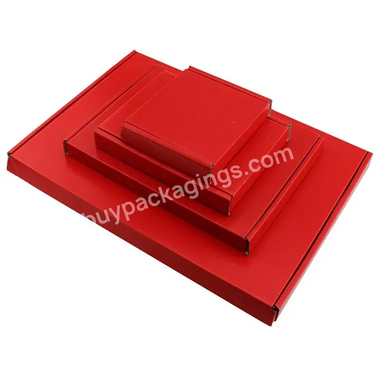 Red Custom Colored Boxes Logo Packaging Cardboard Printed Eco Clothing Poly Cosmetic Flat Small Mailer Box