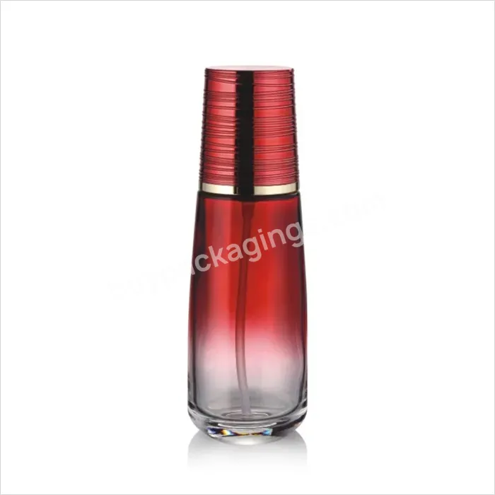 Red Custom Glass Cosmetic Packing Lotion Pump Bottle And Cosmetic Jar Set With Magnet Spoon For Personal Care