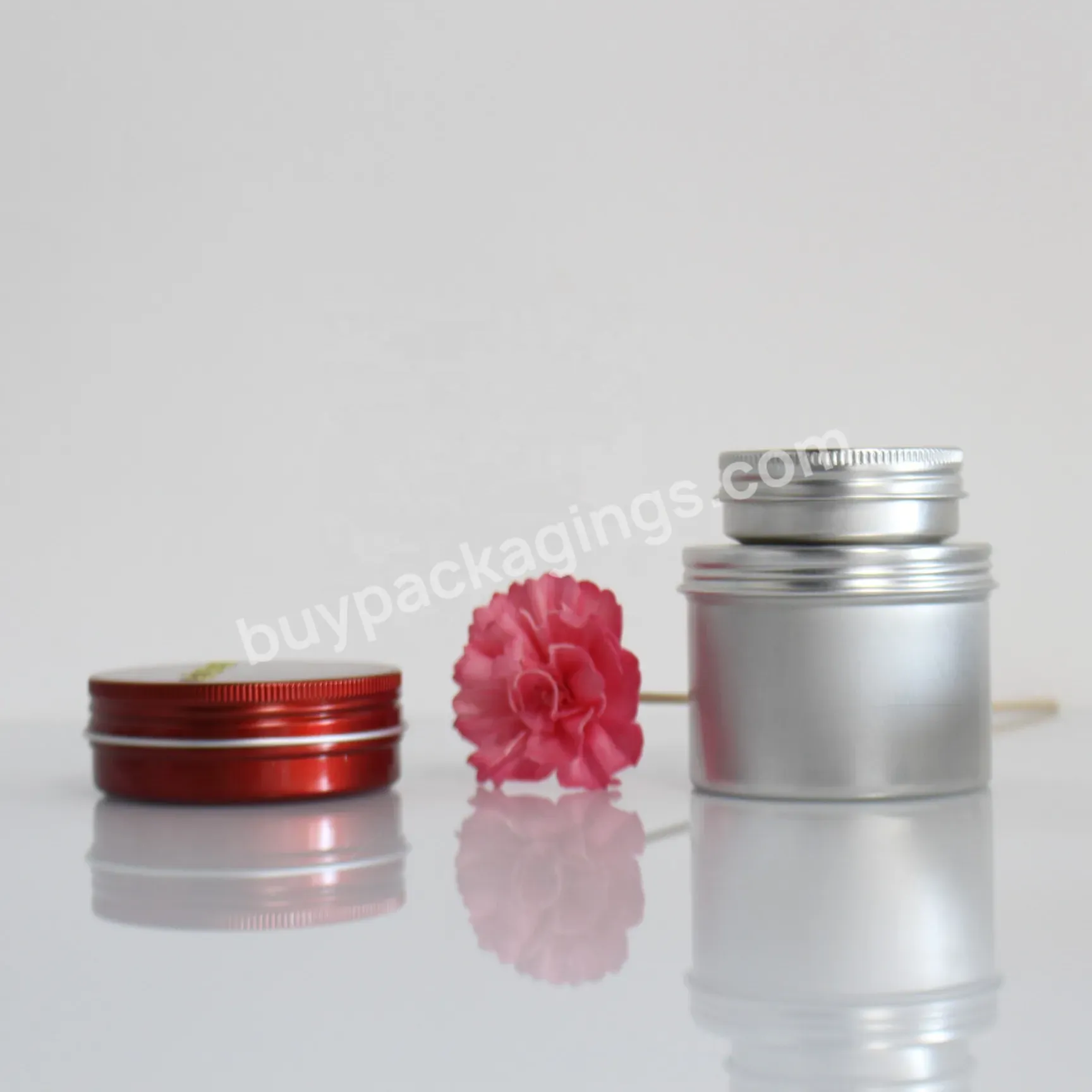 Red Pink Aluminum Jar With Screw Lid 5ml 10ml 30ml 50ml 60ml 80ml 100ml 120ml 150ml 180ml Round Silver Cosmetic Cream Jar